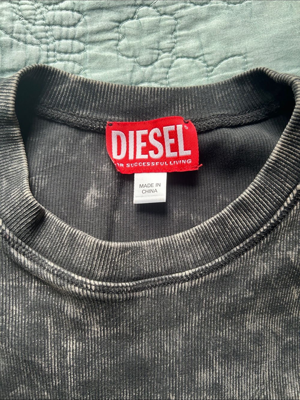 Diesel Black Acid-Wash Long Sleeve Dress with Chest Zip L - Picture 2 of 3